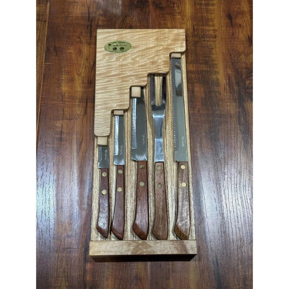 Crown Awards Hand Forged Japan Stainless Steel 5-Piece Carving Knife Fork Set